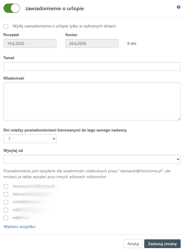 Autoresponder home.pl — ustawienia automatycznej odpowiedzi w Poczcie home.pl