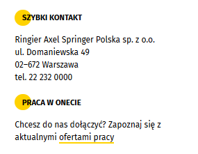 Ringier Axel Springer Polska – numer telefonu 22 232 00 00