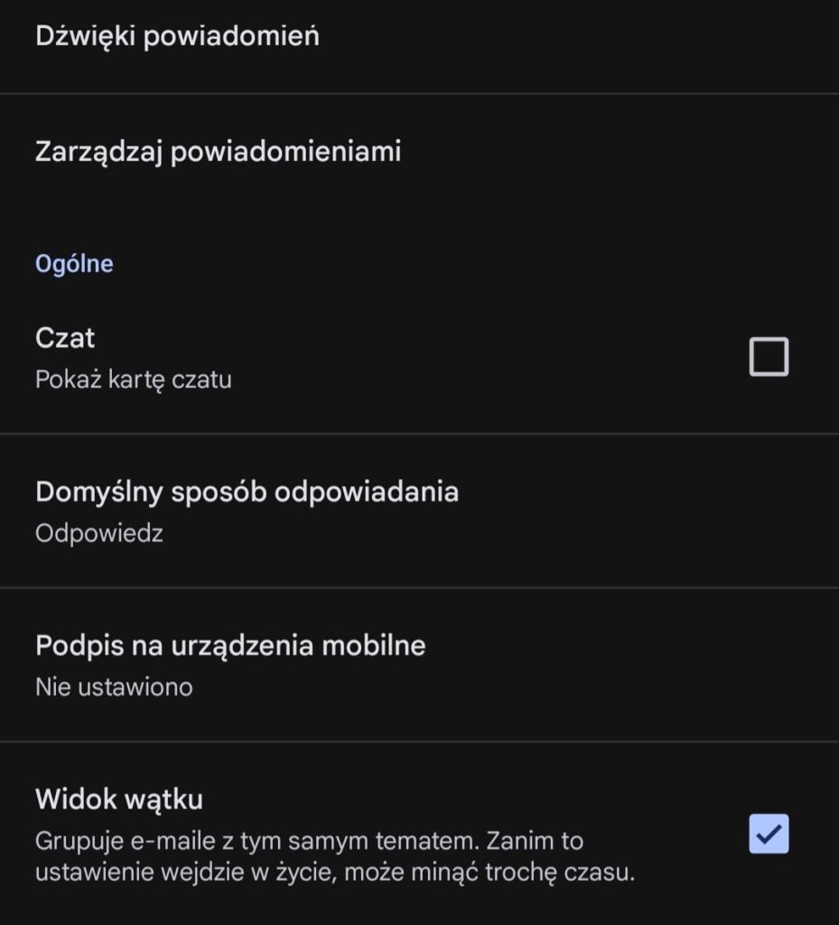 Ustawienie podpisu mobilnego w aplikacji Gmail