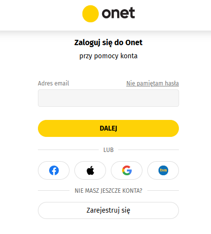 Logowanie do Onet Poczta ze strony głównej Onet.pl