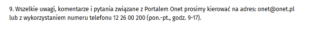 Onet Poczta infolinia – numer telefonu 12 26 00 200