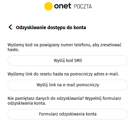 Nie pamiętam hasła do poczta onet