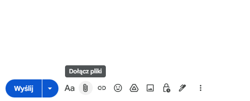 Jak dodać załącznik do wiadomości Gmail — ikona spinacza Dołącz pliki