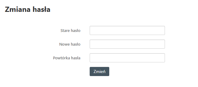 Ekran zmiany hasła w poczcie e-mail