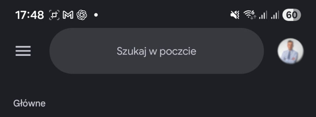 Jak dodać drugie konto Gmail w telefonie — ikona profilu w aplikacji Gmail