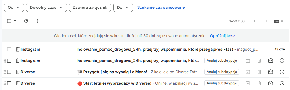 Jak usunąć wszystkie maile z Gmail — wiadomości w koszu