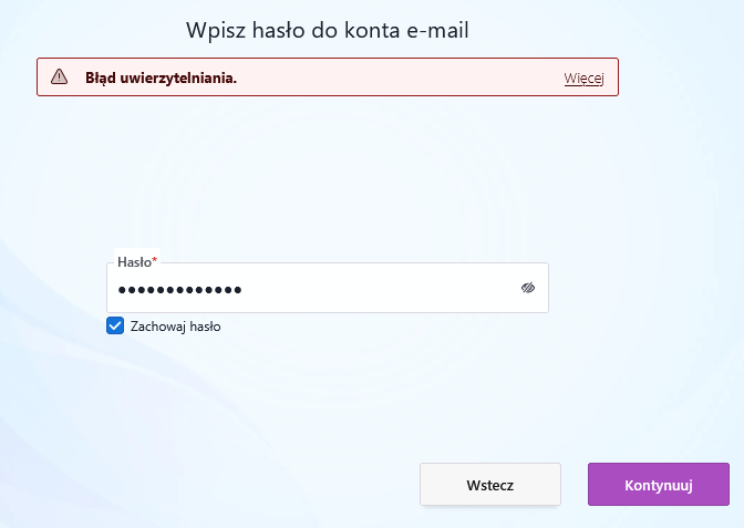 Błąd uwierzytelniania Poczty Onet w programie Thunderbird