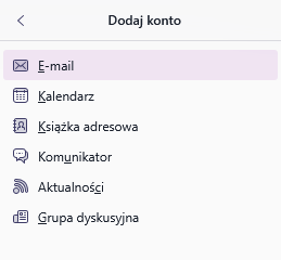 Wybór konta e-mail podczas dodawania konta w Thunderbirdzie
