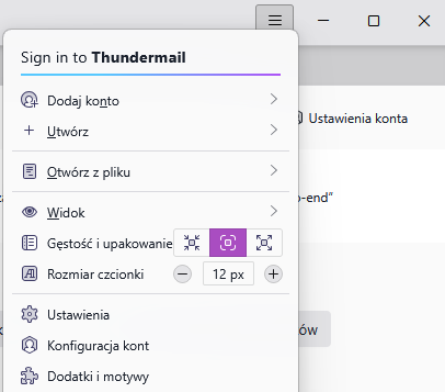 Dodaj konto e-mail w menu programu Thunderbird
