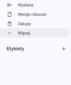 Tworzenie nowej etykiety w Gmailu Etykiety Gmail i przycisk plus do utworzenia nowej etykiety