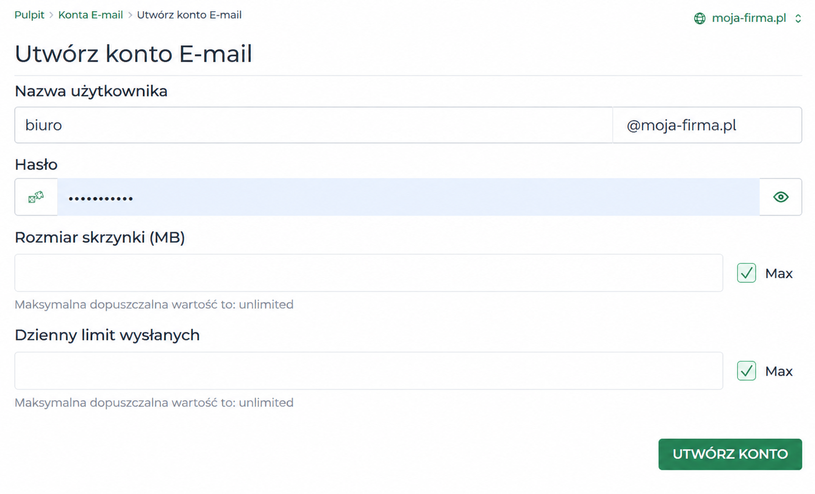 Tworzenie konta e-mail w SEOHOST we własnej domenie