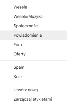 Wybór etykiety podczas przenoszenia wiadomości w Gmailu