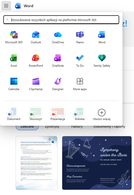 Lista darmowych aplikacji w chmurze Microsoft 365