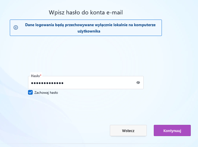 Wprowadzanie hasła do Poczty Onet w Thunderbirdzie